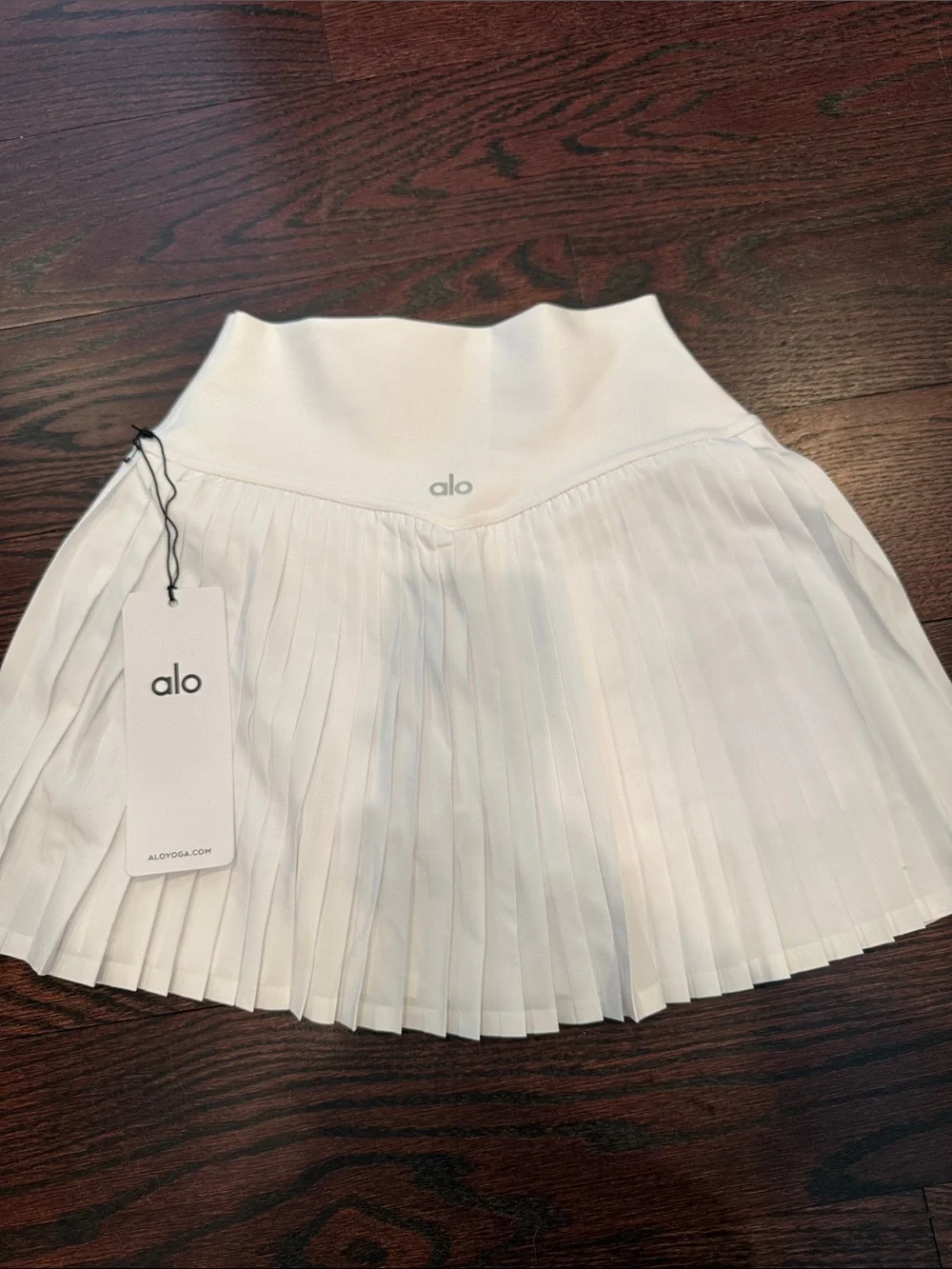 ALO Yoga White Pleated Skater Skirt